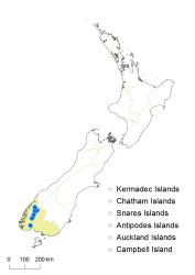 Cardamine lacustris distribution map based on databased records at AK, CHR, OTA & WELT.
 Image: K.Boardman © Landcare Research 2018 CC BY 4.0